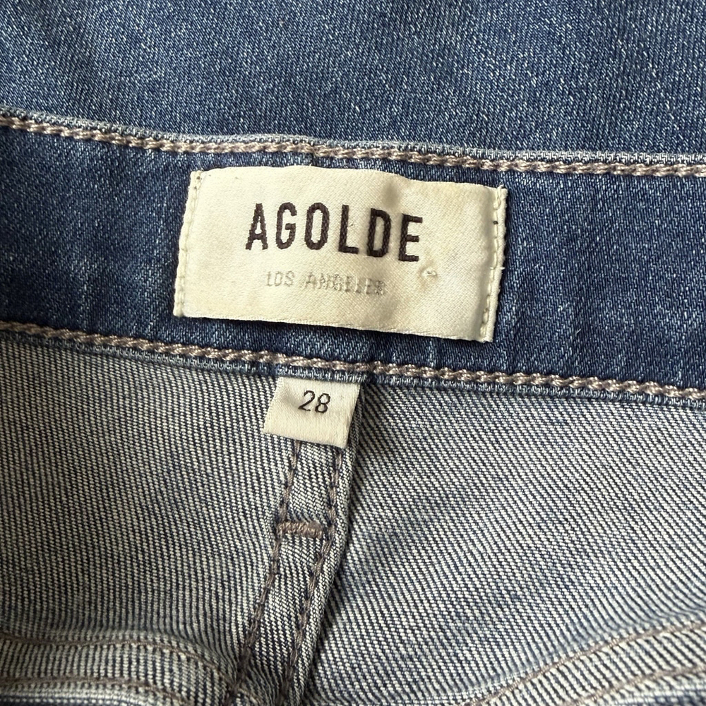 AGOLDE Sophie Ankle Crop Jeans Size 28 Raw Hem Medium Wash Blue Denim - Picture 3 of 7
